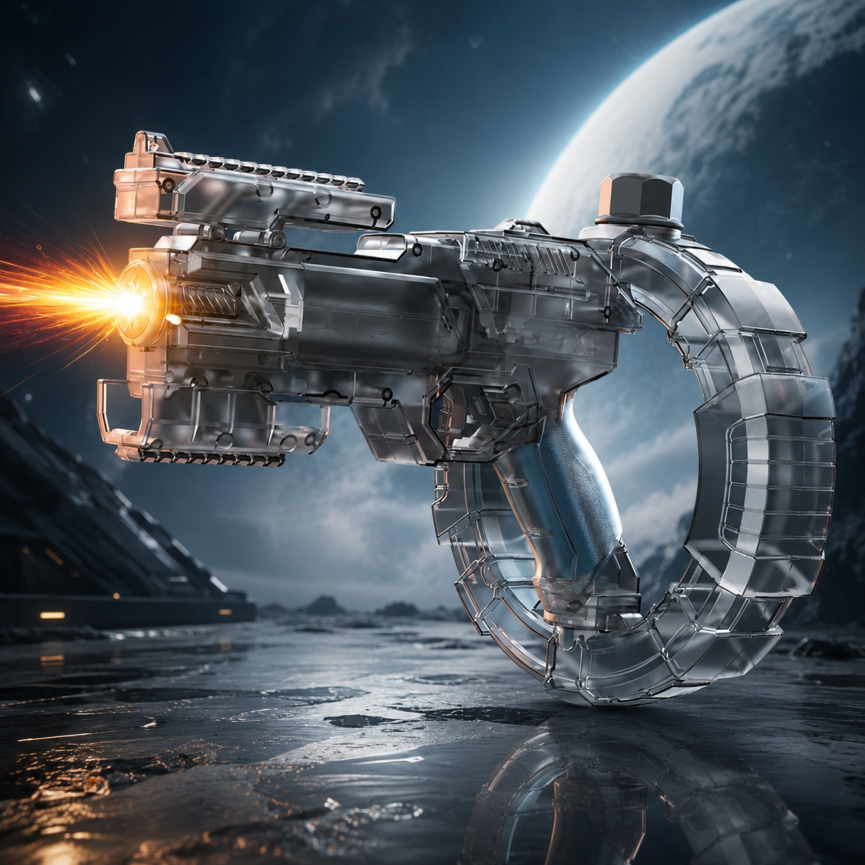 Pistolet à Eau Électrique — Design Futuriste, Tir en Continu