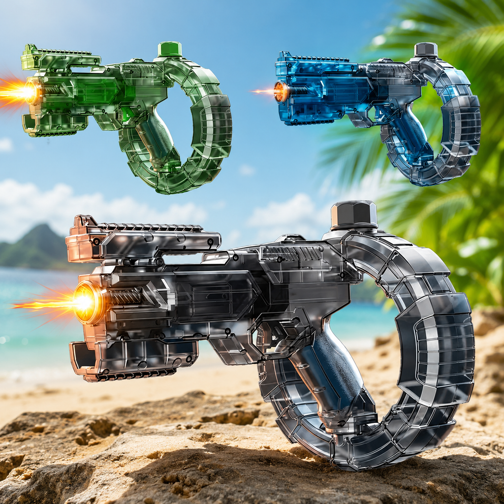 Pistolet à Eau Électrique — Design Futuriste, Tir en Continu